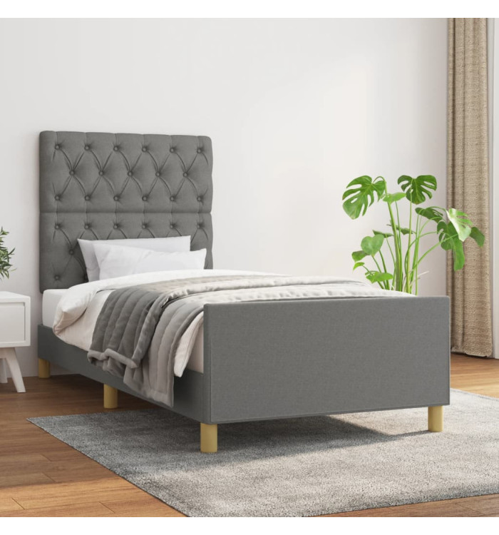 Cadre de lit sans matelas gris foncé 80x200 cm tissu | Mobilier & Déco