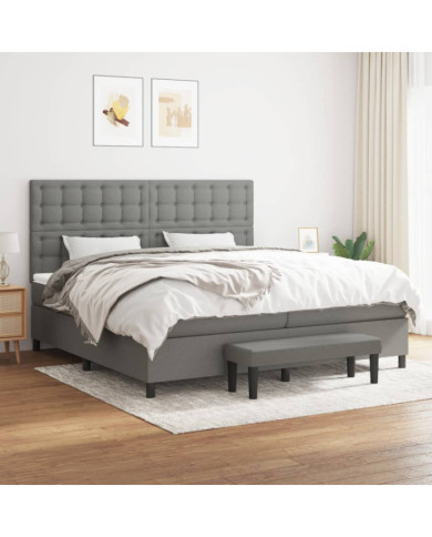 Sommier à lattes de lit avec matelas Gris foncé 200x200cm Tissu | Mobilier & Déco