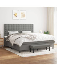 Sommier à lattes de lit avec matelas Gris foncé 200x200cm Tissu | Mobilier & Déco