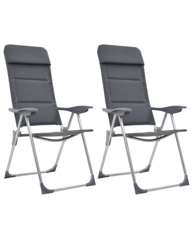 Chaise de camping lot de 2 Gris 58x69x111 cm Aluminium | Mobilier & Déco