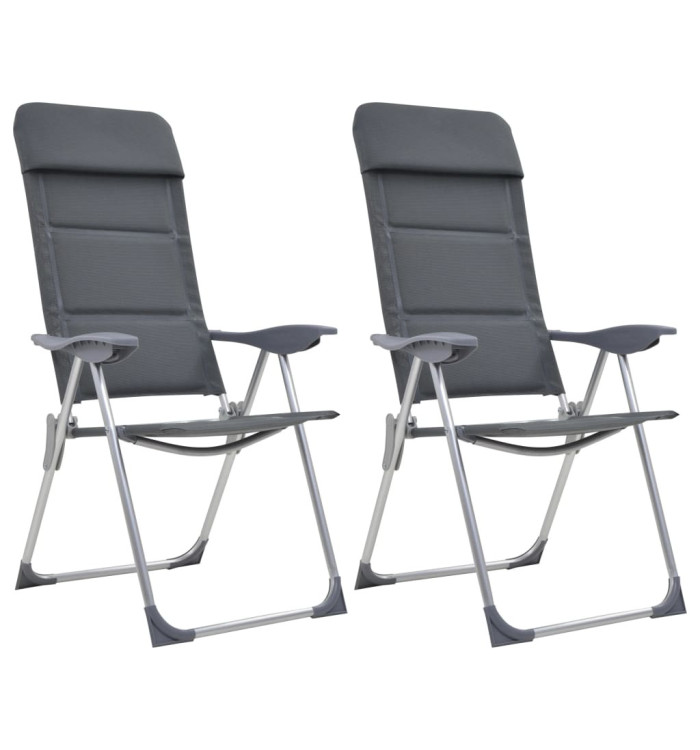 Chaise de camping lot de 2 Gris 58x69x111 cm Aluminium | Mobilier & Déco