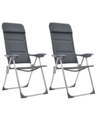 Chaise de camping lot de 2 Gris 58x69x111 cm Aluminium | Mobilier & Déco