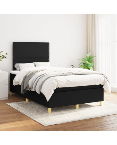 Sommier à lattes de lit avec matelas Noir 120x200 cm Tissu | Mobilier & Déco