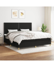 Sommier à lattes de lit avec matelas Noir 200x200 cm Tissu | Mobilier & Déco