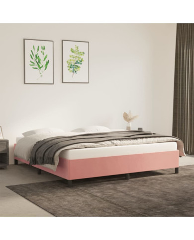 Cadre de lit sans matelas rose 180x200 cm velours | Mobilier & Déco