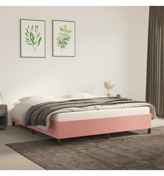 Cadre de lit sans matelas rose 180x200 cm velours | Mobilier & Déco