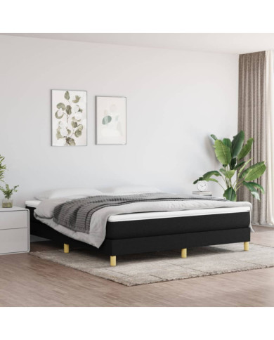 Sommier à lattes de lit avec matelas Noir 160x200 cm Tissu | Mobilier & Déco