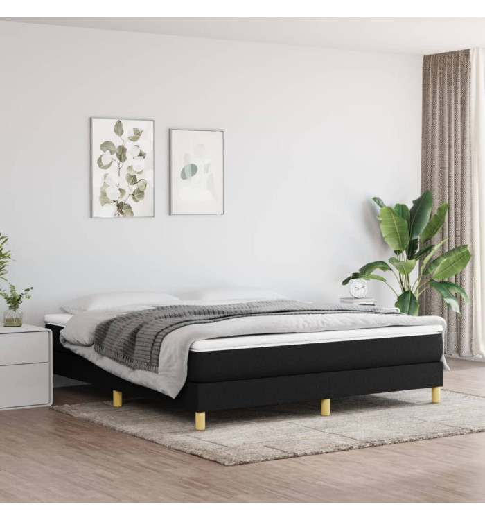 Sommier à lattes de lit avec matelas Noir 160x200 cm Tissu | Mobilier & Déco