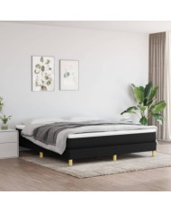 Sommier à lattes de lit avec matelas Noir 160x200 cm Tissu | Mobilier & Déco