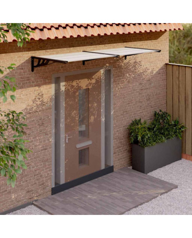 Auvent de porte Noir et transparent 239x90 cm Polycarbonate | Mobilier & Déco