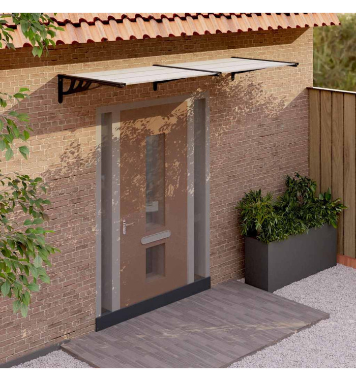 Auvent de porte Noir et transparent 239x90 cm Polycarbonate | Mobilier & Déco