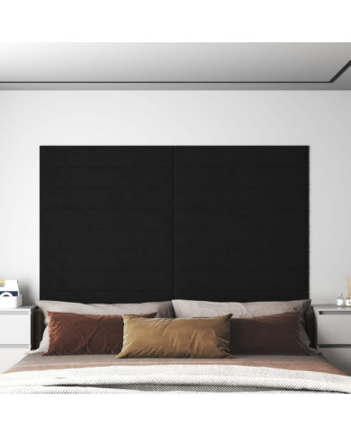 Panneaux muraux 12 pcs Noir 90x15 cm Velours 1,62 m² | Mobilier & Déco