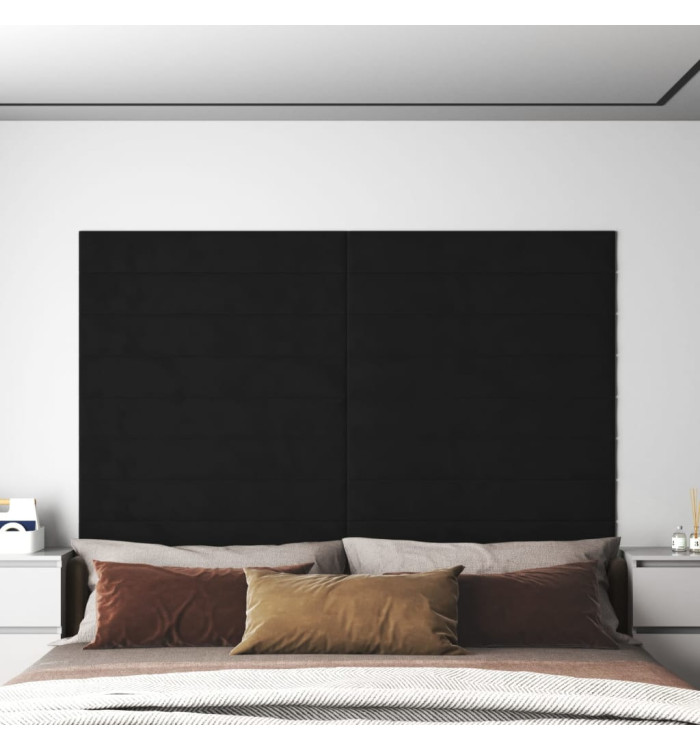 Panneaux muraux 12 pcs Noir 90x15 cm Velours 1,62 m² | Mobilier & Déco