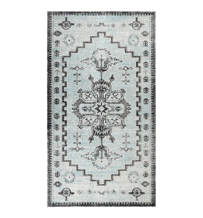 Tapis à tissage plat d'extérieur 115x170 cm Vert et gris | Mobilier & Déco