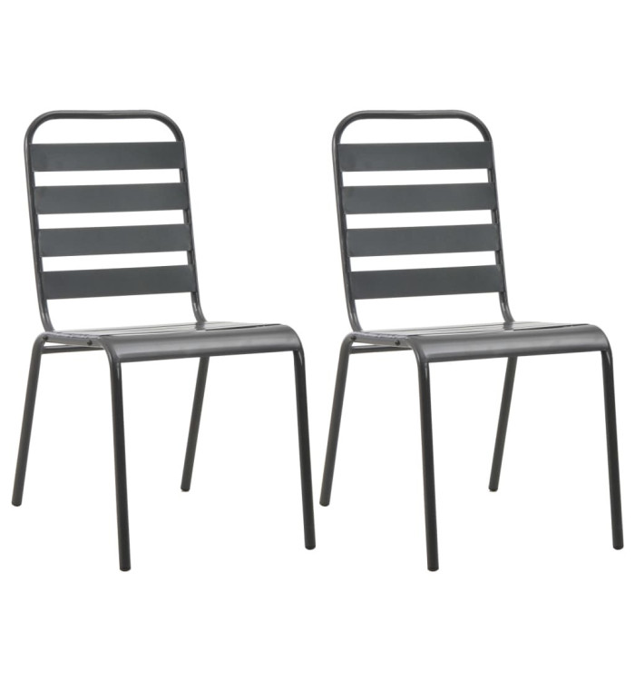 Chaises empilables de d'extérieur lot de 2 Acier Gris | Mobilier & Déco