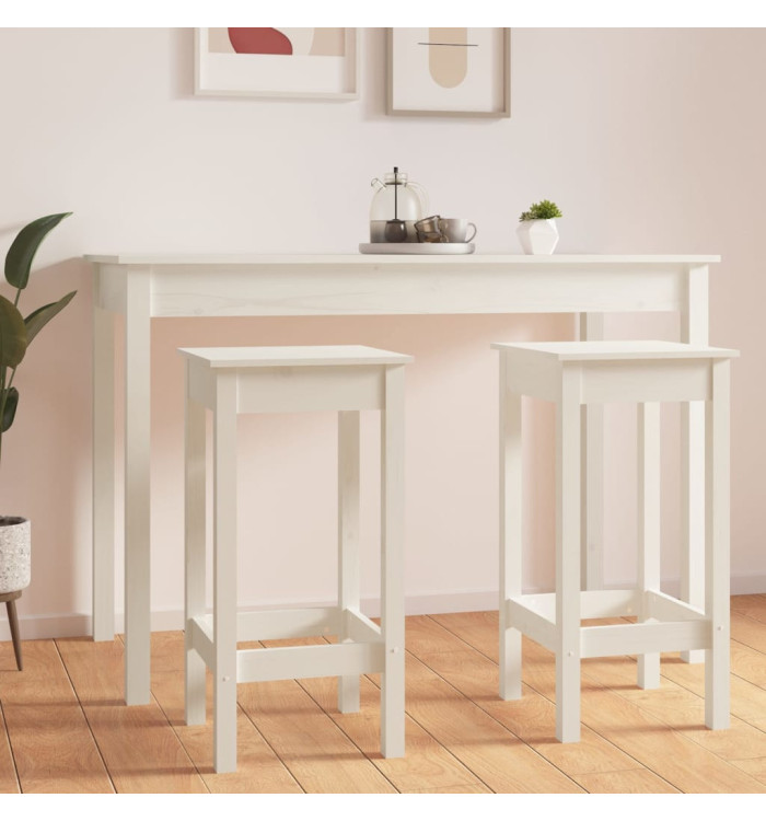 Chaises de bar lot de 2 blanc 40x40x78 cm bois de pin solide | Mobilier & Déco