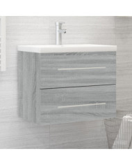 Meuble lavabo avec bassin intégré Sonoma gris Bois d'ingénierie | Mobilier & Déco