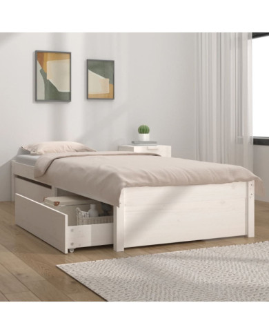 Cadre de lit sans matelas avec tiroirs blanc | Mobilier & Déco