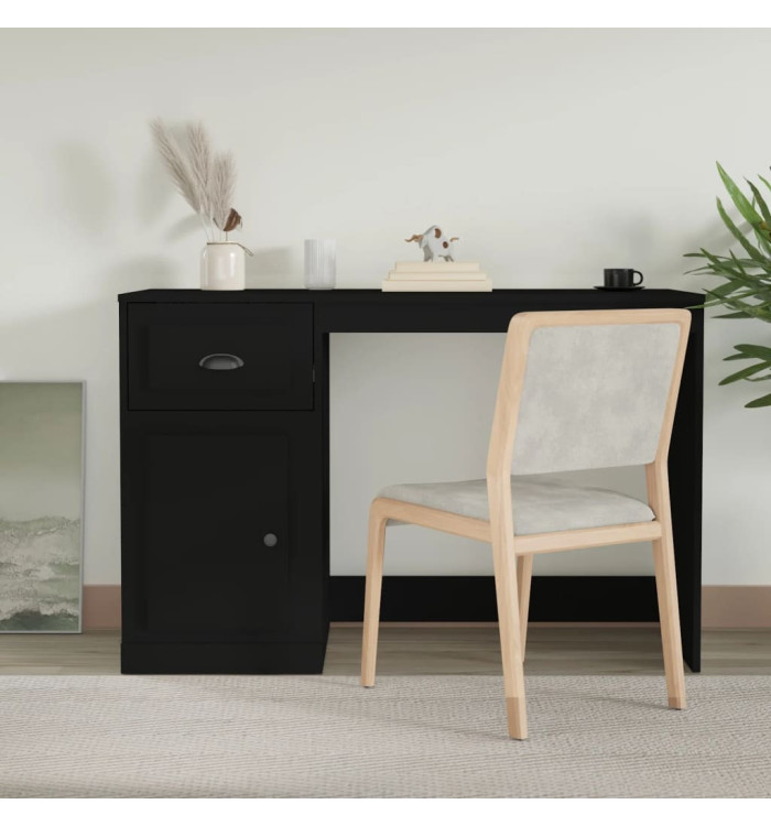 Bureau avec tiroir noir 115x50x75 cm bois d'ingénierie | Mobilier & Déco