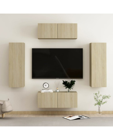 Ensemble de meubles TV 4 pcs Chêne sonoma Bois d'ingénierie | Mobilier & Déco