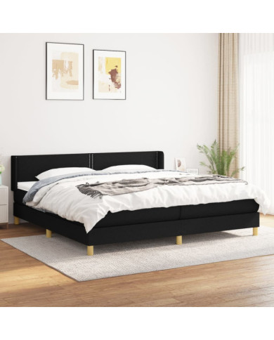 Sommier à lattes de lit avec matelas Noir 200x200 cm Tissu | Mobilier & Déco