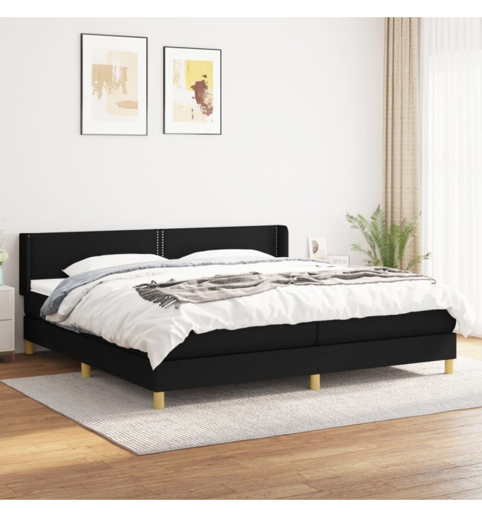 Sommier à lattes de lit avec matelas Noir 200x200 cm Tissu | Mobilier & Déco