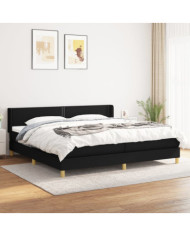 Sommier à lattes de lit avec matelas Noir 200x200 cm Tissu | Mobilier & Déco