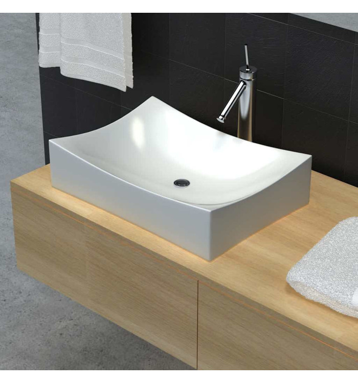 Lavabo de salle de bain en céramique Blanc brillant | Mobilier & Déco