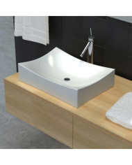 Lavabo de salle de bain en céramique Blanc brillant | Mobilier & Déco