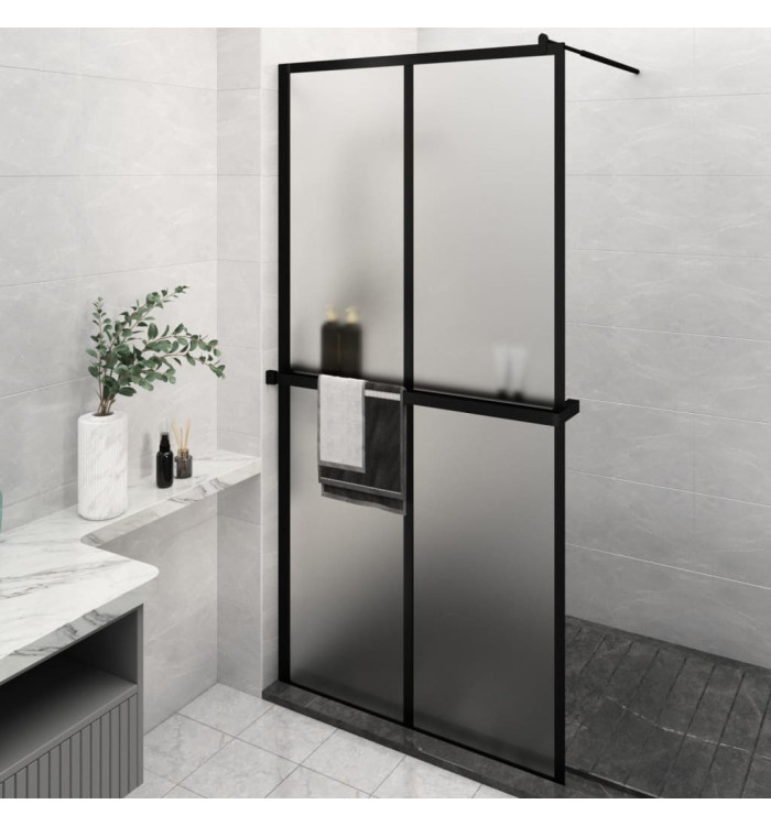 Paroi de douche avec étagère Noir 118x190cm Verre ESGetAluminium | Mobilier & Déco