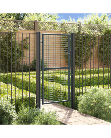 Portail en maille de jardin Acier galvanisé 100 x 225 cm Gris | Mobilier & Déco