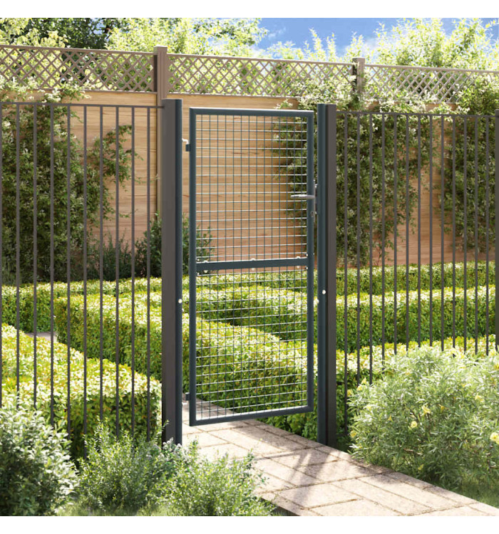 Portail en maille de jardin Acier galvanisé 100 x 225 cm Gris | Mobilier & Déco