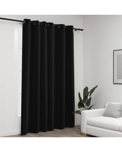 Rideau occultant Aspect de lin à œillets Anthracite 290x245 cm | Mobilier & Déco