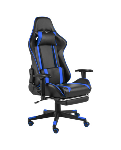 Chaise de jeu pivotante avec repose-pied Bleu PVC | Mobilier & Déco