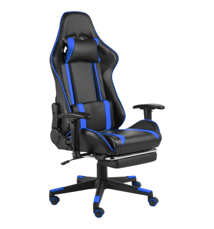 Chaise de jeu pivotante avec repose-pied Bleu PVC | Mobilier & Déco