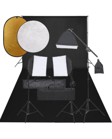 Kit de studio photo avec éclairage toile de fond et réflecteur | Mobilier & Déco
