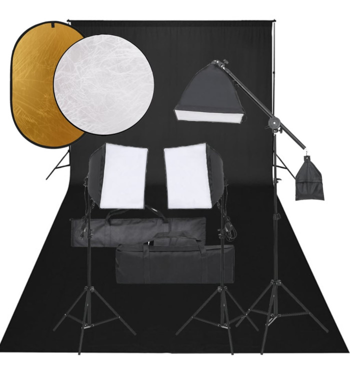 Kit de studio photo avec éclairage toile de fond et réflecteur | Mobilier & Déco