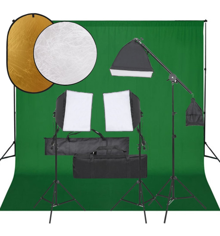 Kit de studio photo avec éclairage toile de fond et réflecteur | Mobilier & Déco
