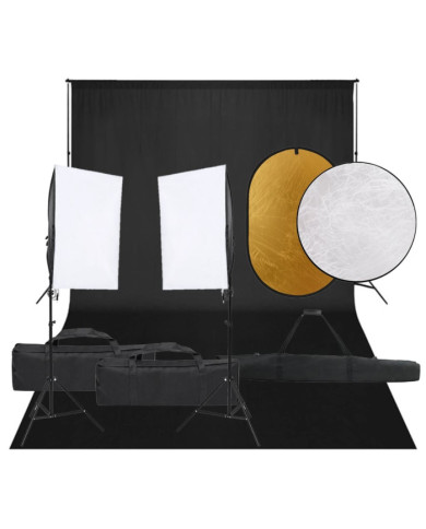 Kit de studio photo avec éclairage toile de fond et réflecteur | Mobilier & Déco
