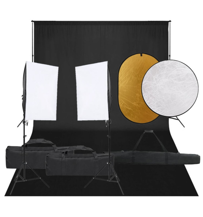 Kit de studio photo avec éclairage toile de fond et réflecteur | Mobilier & Déco