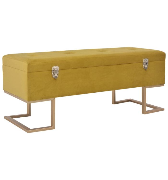 Banc avec compartiment de rangement 105 cm Moutarde Velours | Mobilier & Déco