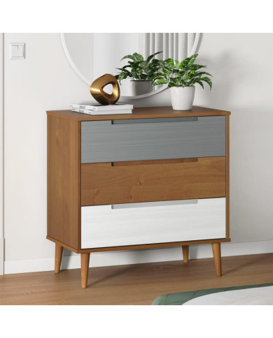Commode MOLDE Marron 80x40x80 cm Bois de pin solide | Mobilier & Déco
