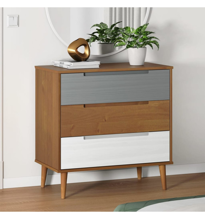 Commode MOLDE Marron 80x40x80 cm Bois de pin solide | Mobilier & Déco