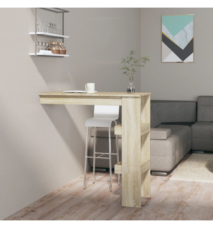 Table bar murale Chêne Sonoma 102x45x103,5 cm Bois d'ingénierie | Mobilier & Déco