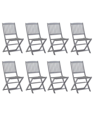 Chaises pliables d'extérieur lot de 8 et coussins Bois d'acacia | Mobilier & Déco