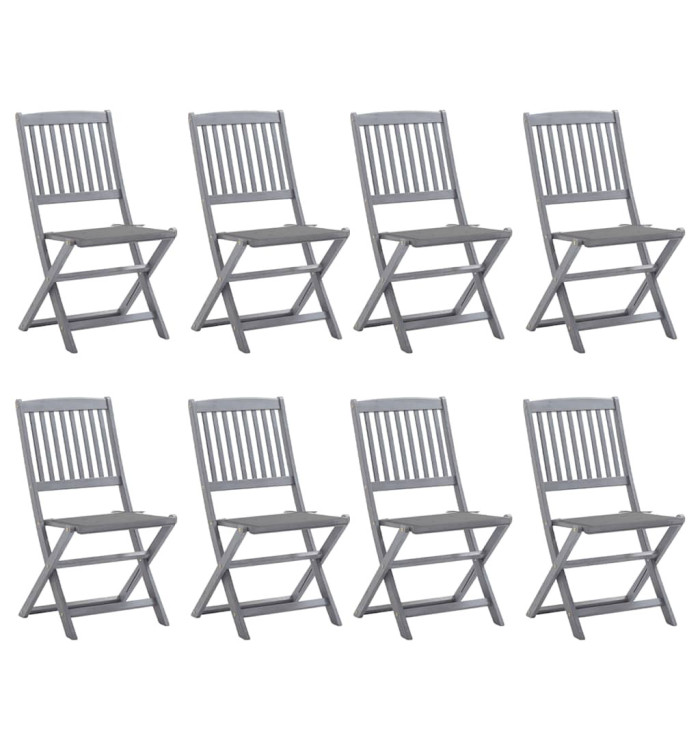 Chaises pliables d'extérieur lot de 8 et coussins Bois d'acacia | Mobilier & Déco
