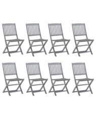 Chaises pliables d'extérieur lot de 8 et coussins Bois d'acacia | Mobilier & Déco