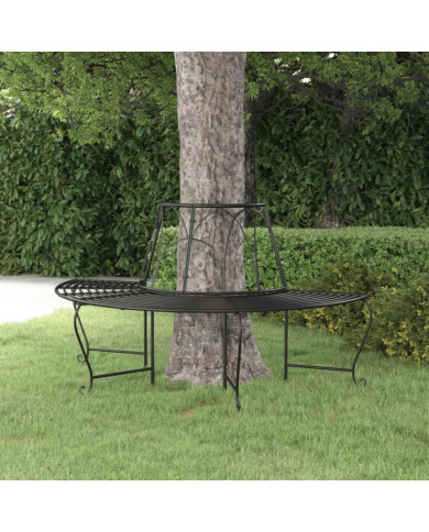 Banc demi-circulaire tour d'arbre Ø159 cm Noir Acier | Mobilier & Déco