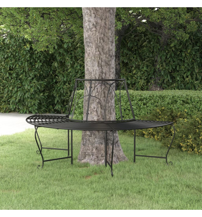 Banc demi-circulaire tour d'arbre Ø159 cm Noir Acier | Mobilier & Déco