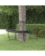 Banc demi-circulaire tour d'arbre Ø159 cm Noir Acier | Mobilier & Déco
